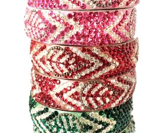 Indian Bangles-Pink Crystal Bangles-Stacking bracelets-Indian Bangle,wedding,bridal faire, bridesmaids gifts by Taneesi Jewelry K442P
