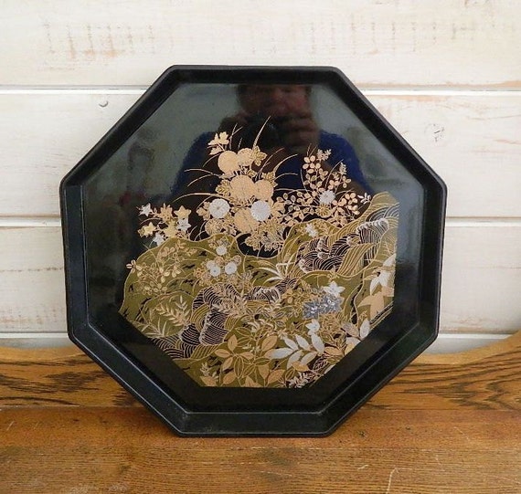 Toyo Black Lacquer Ware Japanese Serving Tray