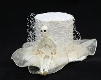 Halloween Top Hat Mini Hat Skeleton Goth Party Accessory