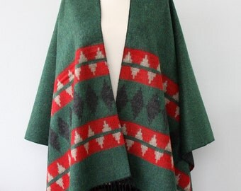 Green poncho native american clothing women ponchos aztec wrap mexican poncho geometric cape fall autumn fashion christmas gift for her