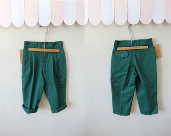 vintage boy's pants - FOREST green slacks / 3-4T (NWT)