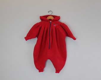 Vintage Red Fleece Winter Jumpsuit by Hartsrings Baby