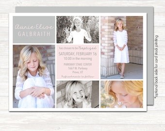 lds baptism invitation, modern girl baptism invitation, printable baptism announcement - digital baptism invitation - Aurie