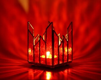 Stained Glass Candle Holder Red Tealight Holder
