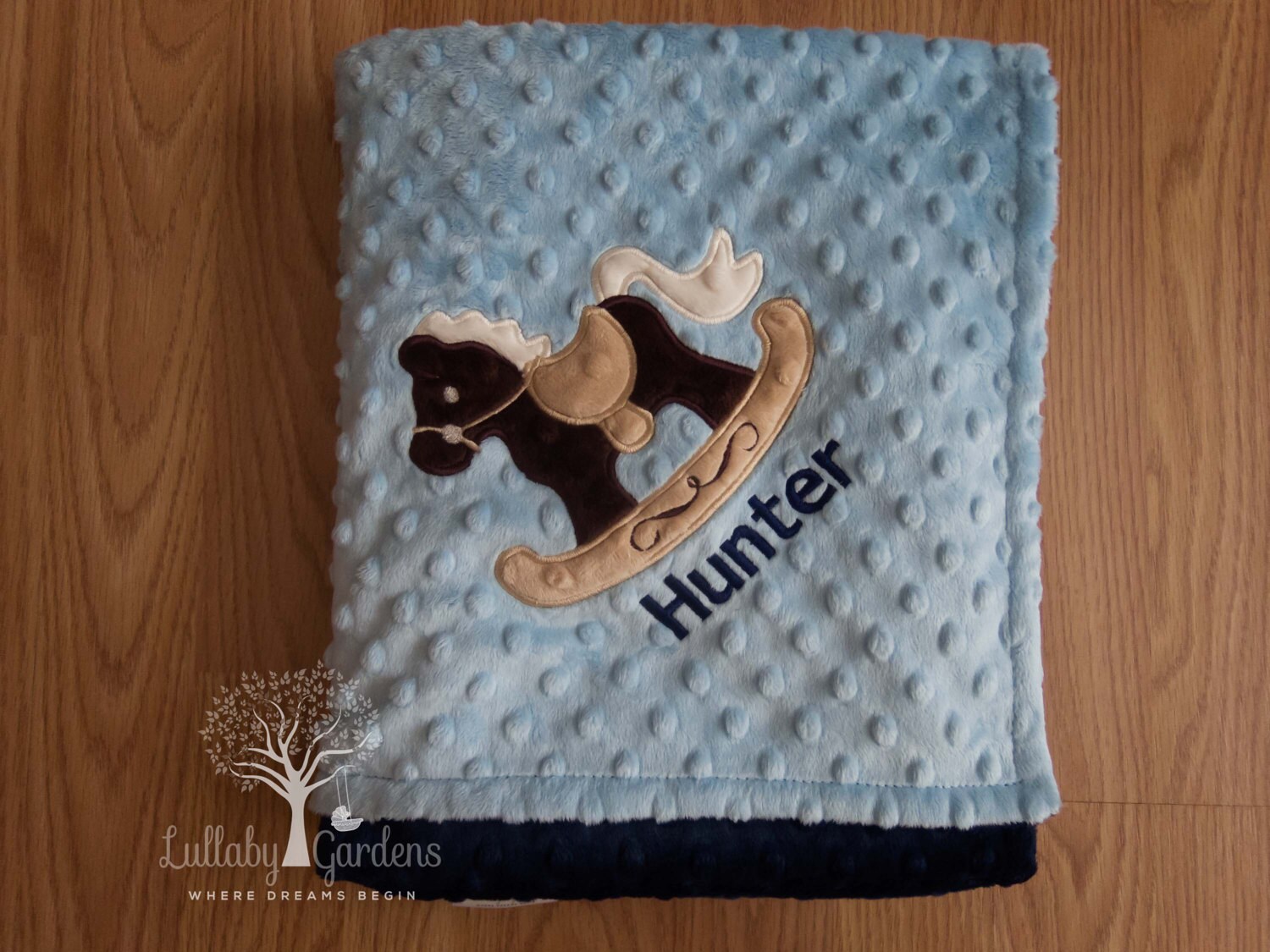 Rocking Horse Personalized Minky Baby Blanket Personalized