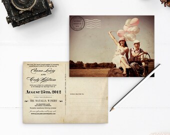 Wedding Invitation Post Card, 5x7, Wedding invitation, the "Eliana"