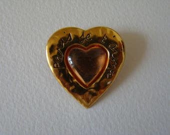 YSL Yves Saint Laurent Paris je t'aime Paris I love you pink heart brooch - special offer