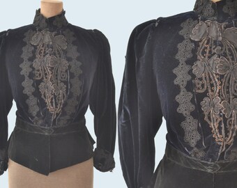 Victorian Black Velvet Jacket size XS