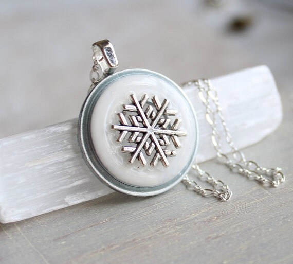 snowflake necklace snowflake jewelry winter jewelry