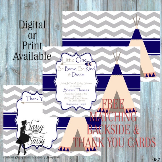 Boho Baby Shower invitation, Tribal Invitation bohemian Shower, teepee Invitation, hippie theme Luncheon boho invite Shower 052
