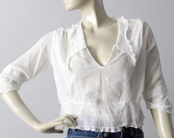 Edwardian blouse, antique white cotton top