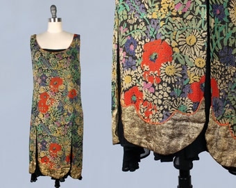 RARE 1920s Dress / LAMÉ Split Skirt Tunic Dress! / Layering Piece / Incredible!!