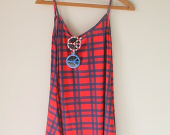 13082 Blue Plaid Dress