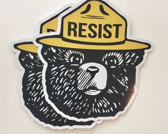 Bear resist bumper sticker | anti trump resistance sticker