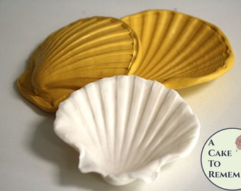 4" 3D clam shell silicone mold for cake decorating or polymer clay. Clam shell press, gumpaste shell mold, to make an open clam shell. M40