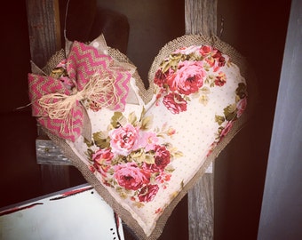 Country Heart Burlap Door Hanger