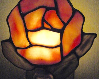 Rose Stained Glass Night Light// Vintage Lighting