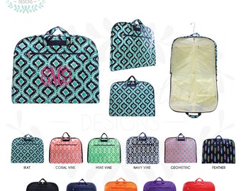 Chevron Garment Bag with Monogram and Zipper storage pocket