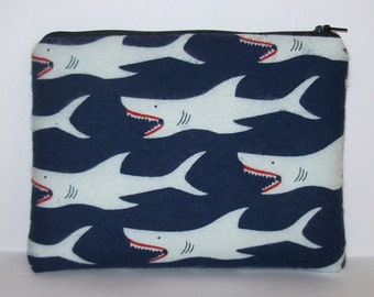 Pipe Pouch, Sharks Pipe Bag, Pipe Case, Padded Pipe Cozy, Padded Pipe Pouch, Shark Pouch, 420, Ocean Animal, Gadget Bag, 7.5" x 6" X LARGE
