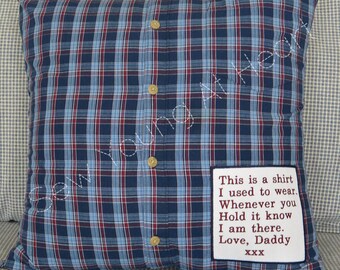 Memory Pillow, Shirt Memory Pillow, Keepsake Pillow, Button-Up, Polo,T-Shirt COVER ONLY