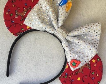 Christmas Mouse Ears - christmas mickey ears, rudolph mouse ears, rudolph mickey ears, holiday, gift, present, christmas lights, reindeer