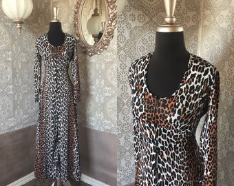 Women's Vintage 1960's 70's Leopard Print Jumpsuit Medium