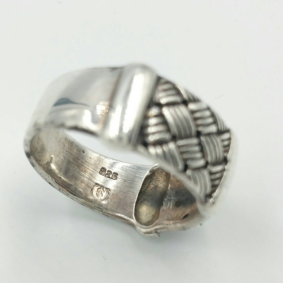 Sterling Silver Basket Weave Band Ring 925 Sterling Size 8