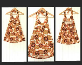 Girls VINTAGE Swinging 60's Floral Halter Neck Mini Dress / 60s Flower Power Twiggy Mini Dress/ 60s Dress/ 1960s/ Kids/ By RubyLu Retro