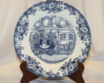 Johnson Bros "Coaching Scenes Blue" China, Salad Plate, Made in England, Blue & White China