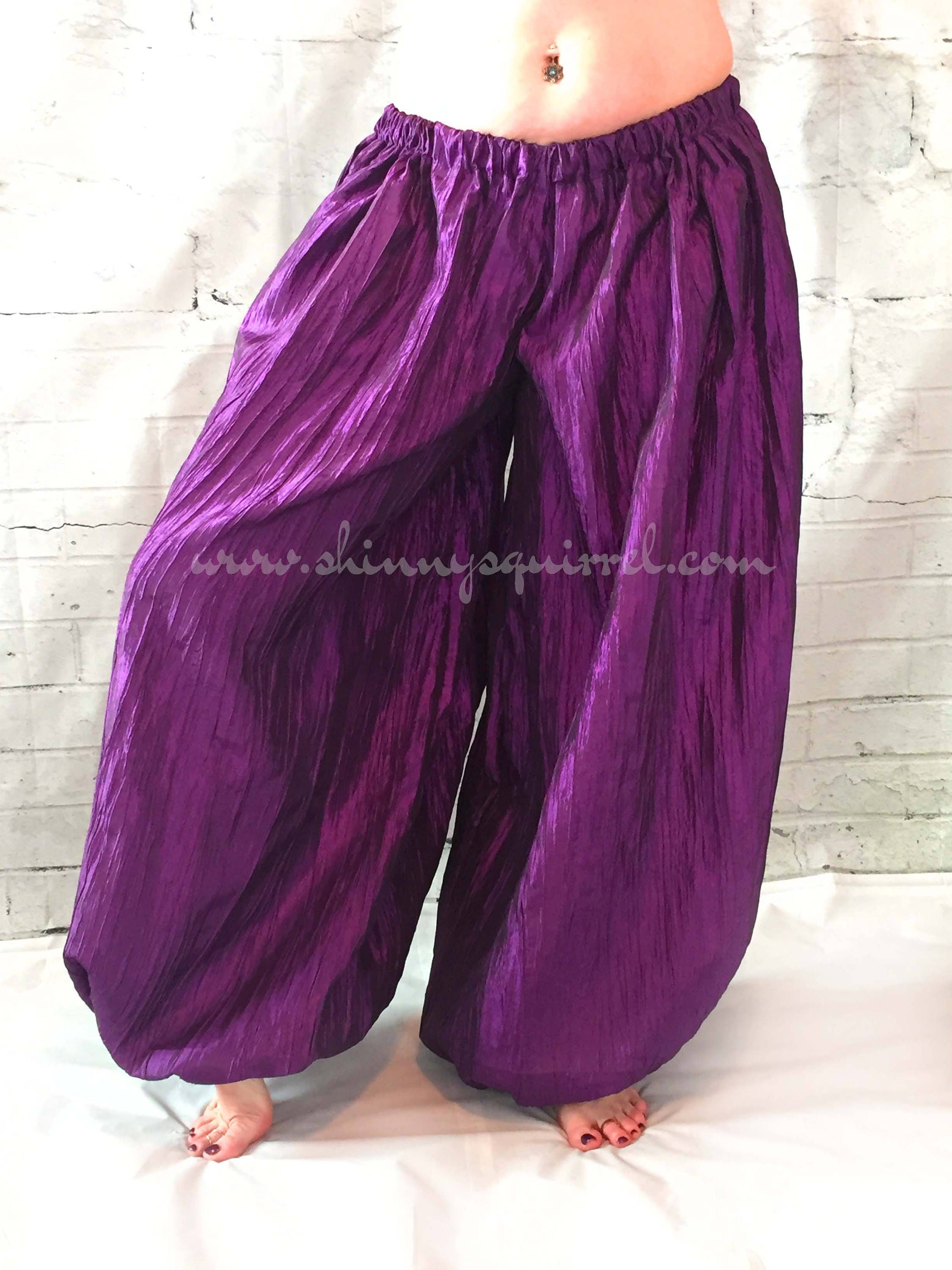 Metallic purple harem pants for belly dance harem pants