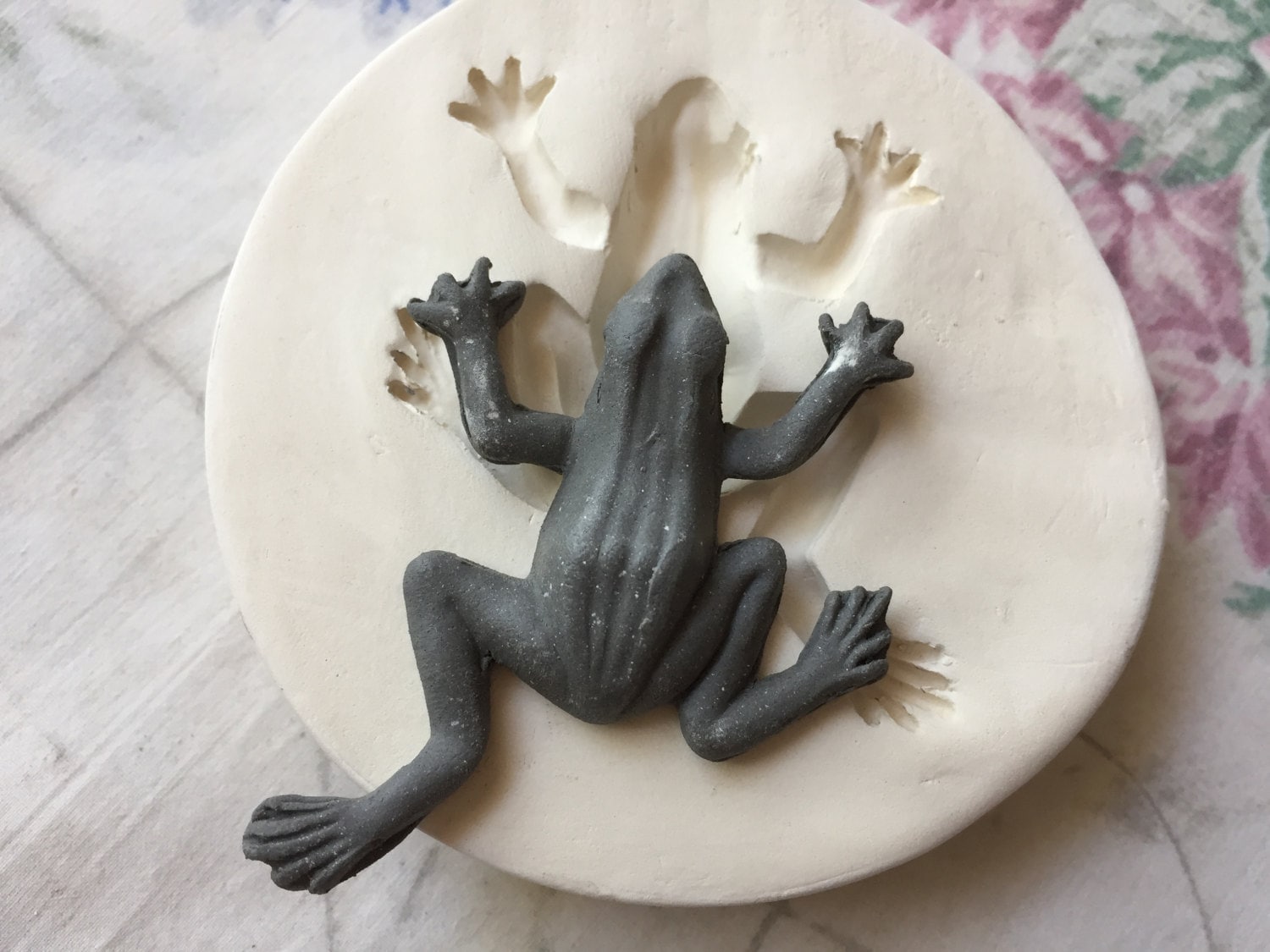 Clay Sprig Small Frog Toad Pottery Press Mold Relief Mold or