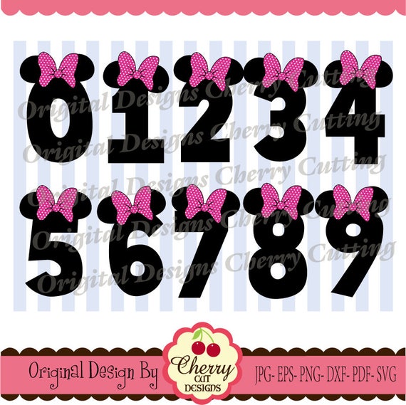 Birthday Numbers SVG Dxf Minnie numbers 0-9 Birthday numbers