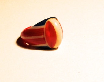 Vintage 30s 40s Bob Dodd bakelite celluloid folk art prison ring size 7 3/4