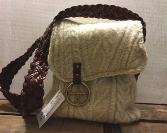 Repurposed Felted Irish Sweater Bag, Purse, Boho