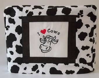 Two Slice Toaster Cover, I Love Cows Toaster Cover, Black and White Toaster Cover
