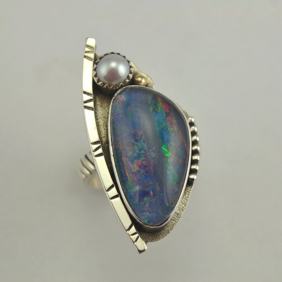 Opal Ring Pearl Ring Metalsmith Ring 14K Ring Artisan