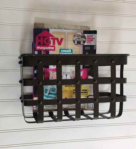Decorative Wall Basket / Black Magazine Rack / Metal Basket