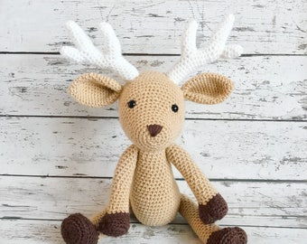 Daryl the Deer, Crochet Deer Stuffed Animal, Deer Amigurumi, Plush Animal, Made to Order