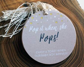 Baby Shower POP Gift Tag, Party Decor, Gender Neutral, Personalized Gift Tags for New Baby, Party Favor, Baby Shower Favor, Thank You Label