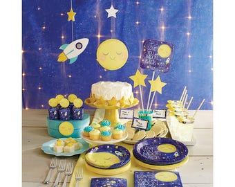 I Love You To The Moon and Back Baby Shower; I Love You to The Moon Tableware; Dinner Plates and Cups; Table decorations; Napkins & Decor