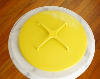 Handy Enamel Lid by Dansk Kobenstyle -- 9" Yellow Enamel Lid Designed by Jens Quistgaard -- Danish Modern Cookware