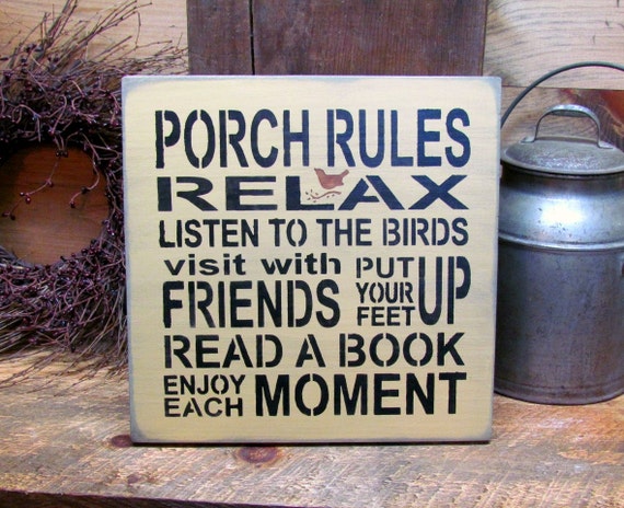 Wooden Sign Porch Rules Sign Porch Decor Mother's Day