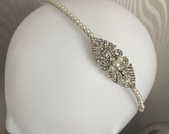 Bridal headpiece , 1920s headpiece , Art Deco wedding accessory , 1920s dress