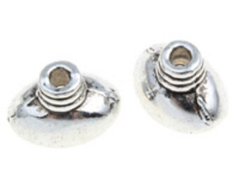 12pc antique silver 12x9x7mm metal bead cap-7227d