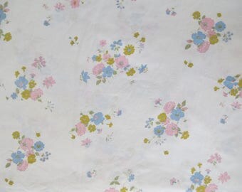 Vintage Sheet - Pastel Flowers - Full or Double Flat Sheet 100% Cotton by Pacific