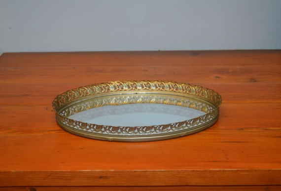 vintage mirror perfume tray