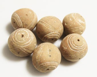 Large Terra Cotta African Beads From Mali, Tribal Beads, Ethnic Jewelry Supplies (AH244)