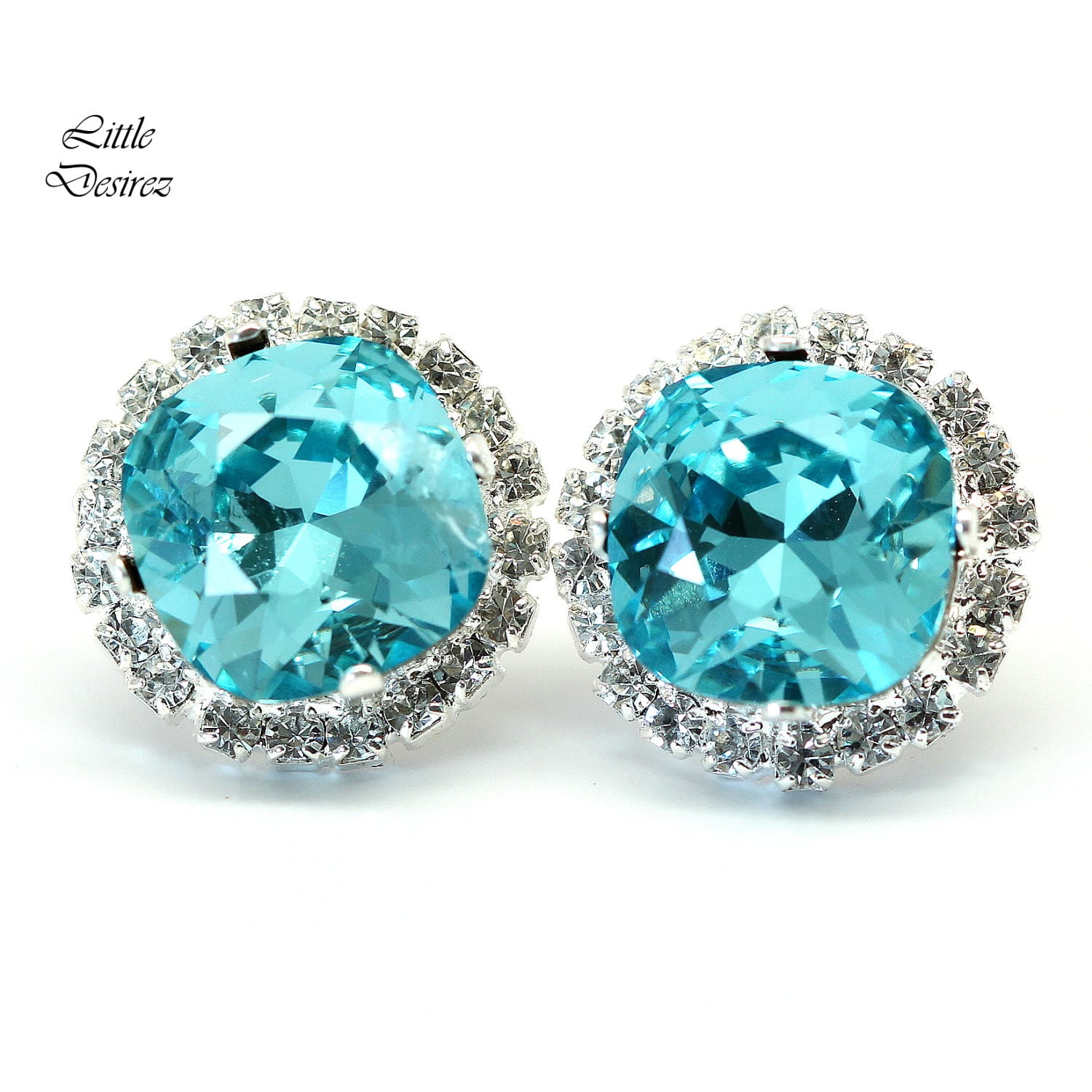 Blue Bridal Earrings Turquoise Earrings Swarovski Stud