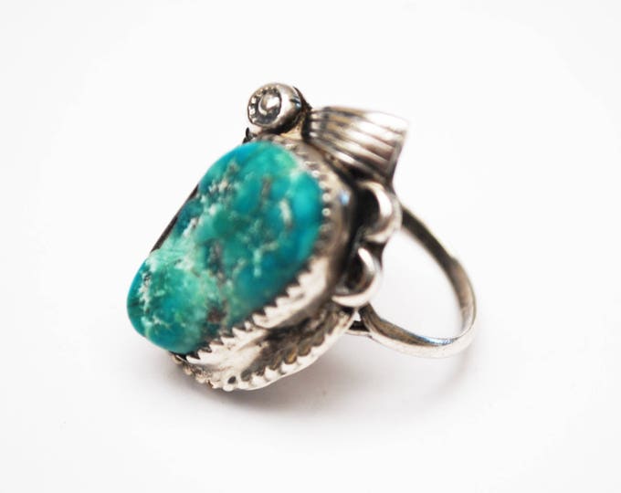 Sterling Turquoise Ring - size 7 - native American - Old Pawn southwestern