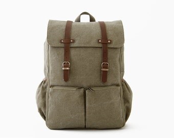 Diaper Backpack / Moms & Dads Diaper Bag / Casual Daypacks / Canvas Backpack / Green Canvas / CARRYALL